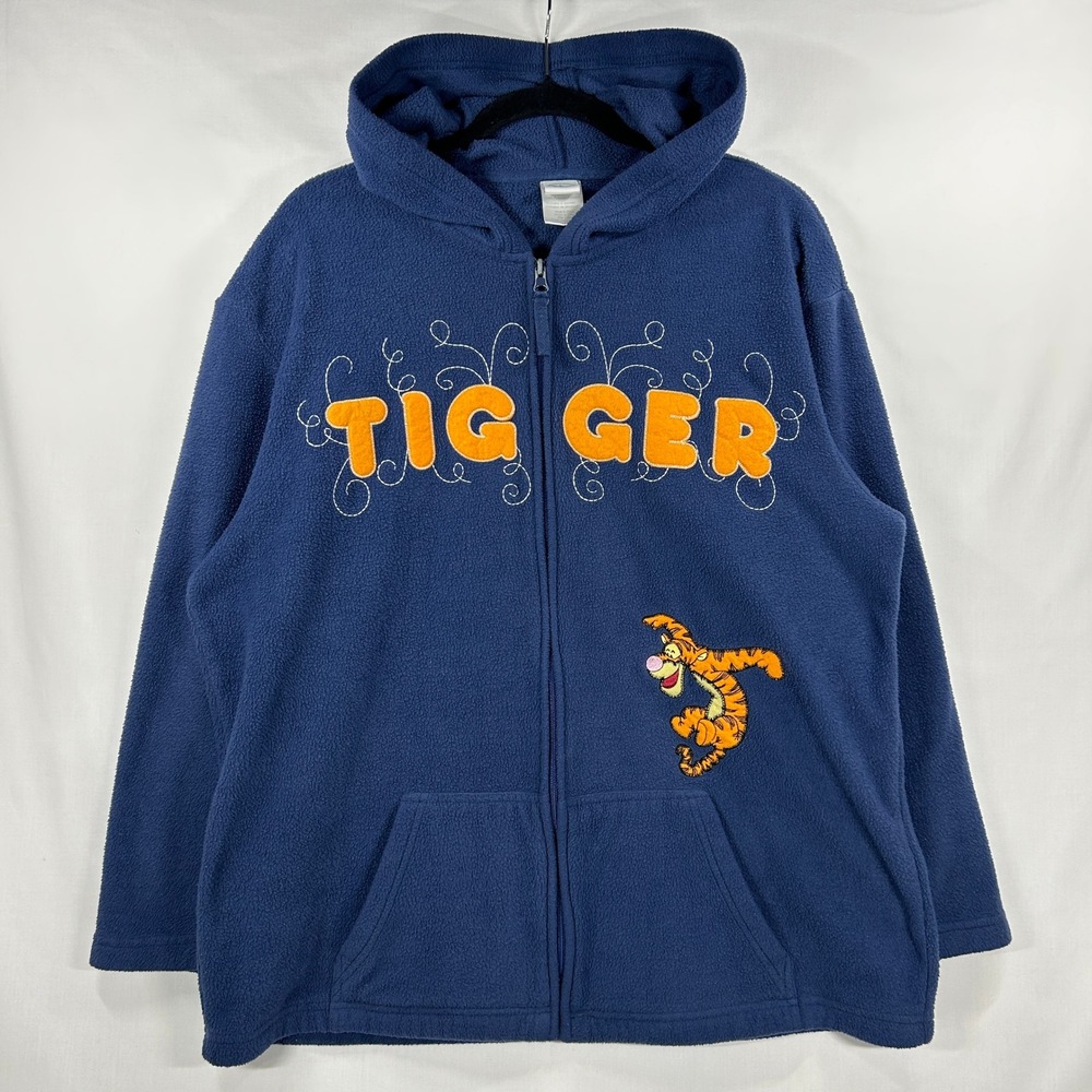 Vintage 2000s Disney Tigger Blue Fleece Zip-Up Hoodie M